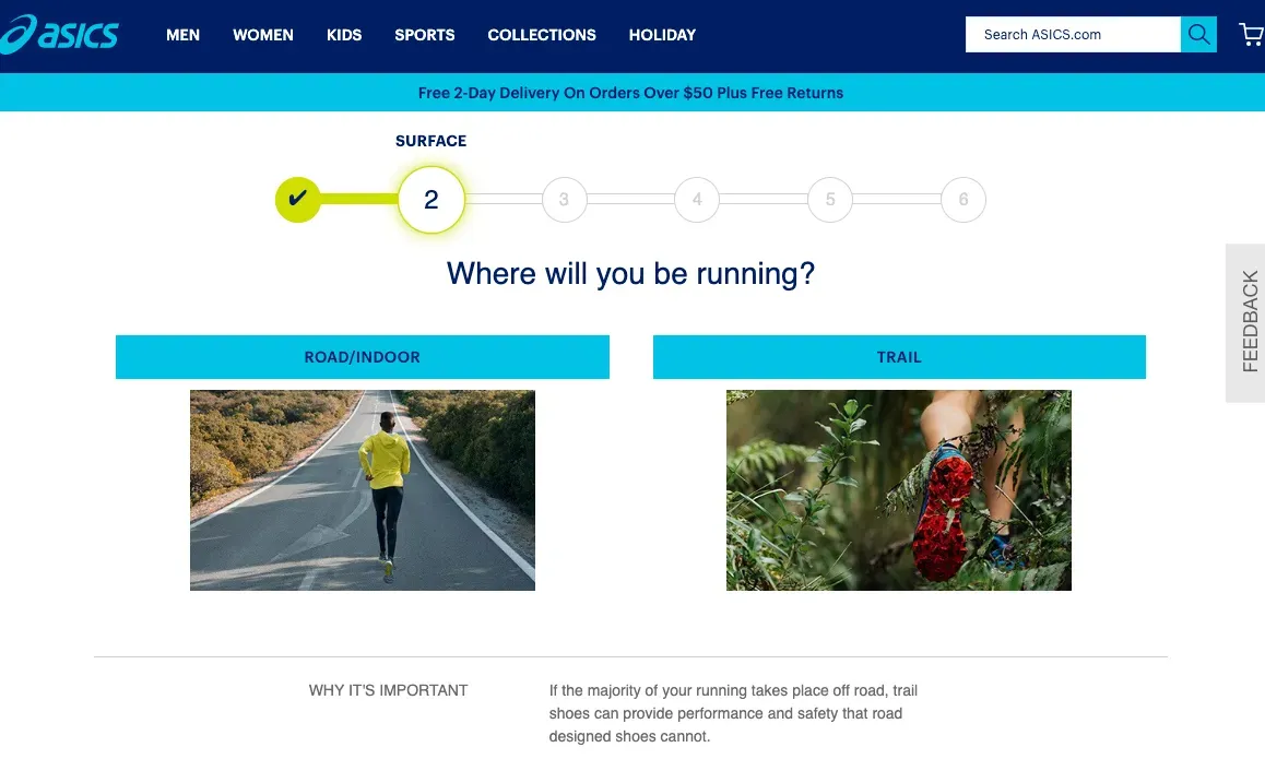 asics case study-shoe finder quiz wizard