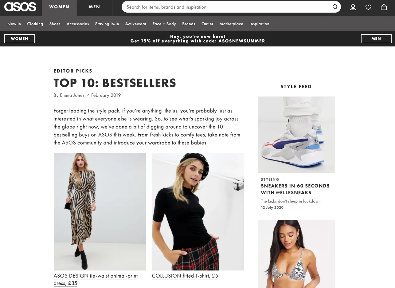 ASOS bestsellers social proof marketing
