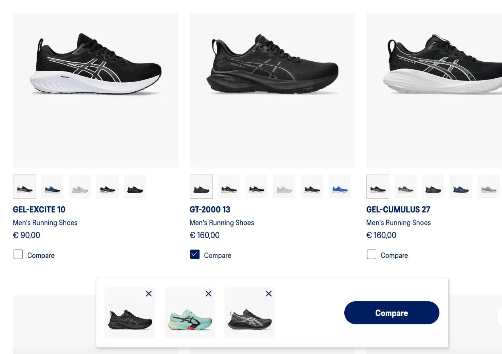Compare from any product grid
