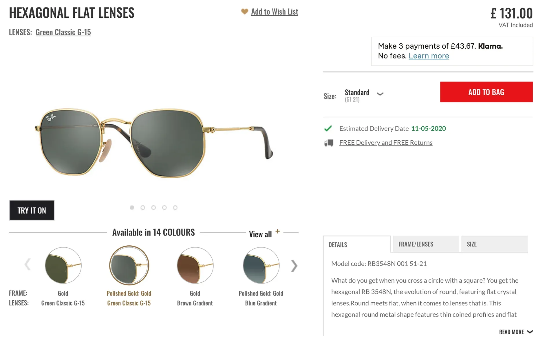 product attributes and benefits raybans