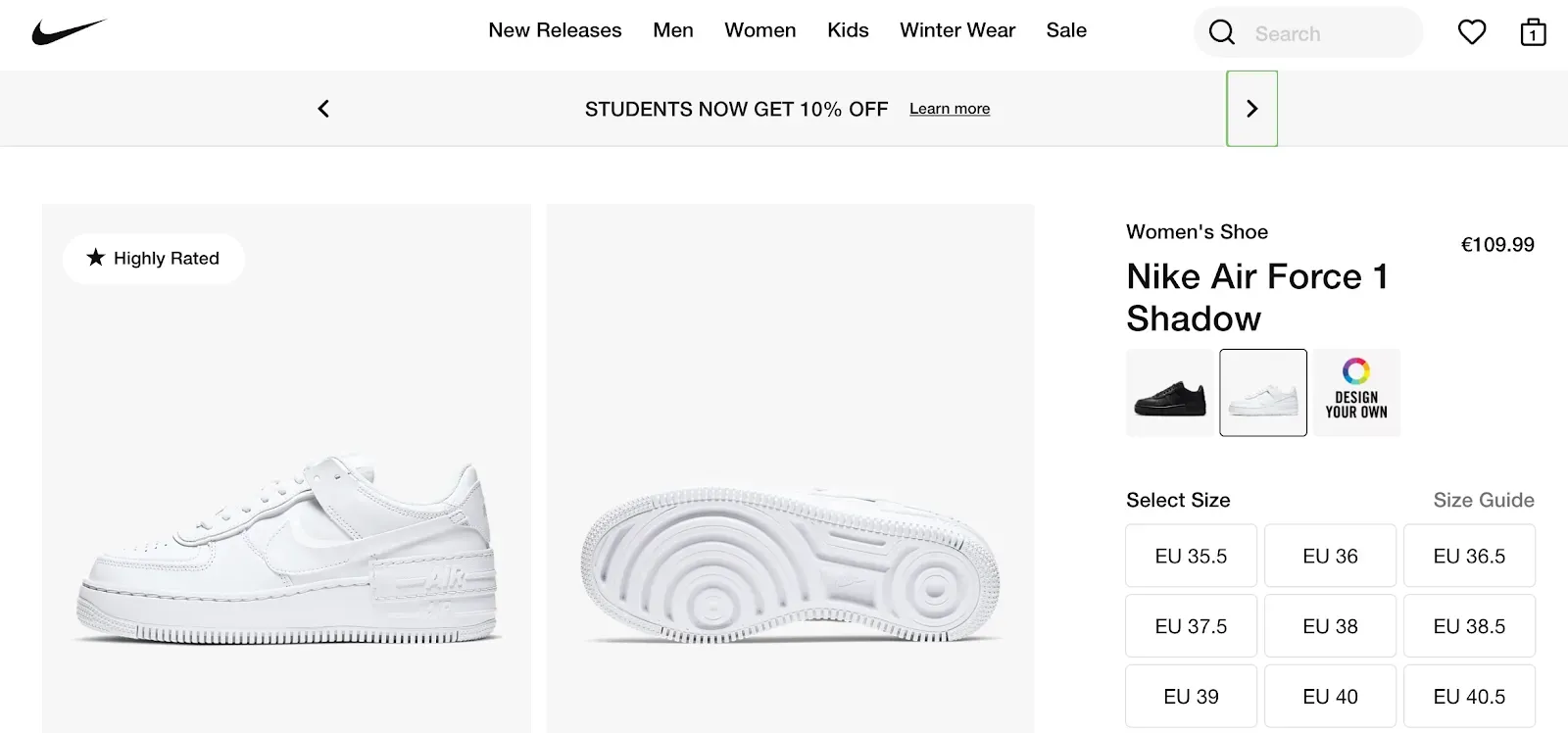 product detail page design best practice nike