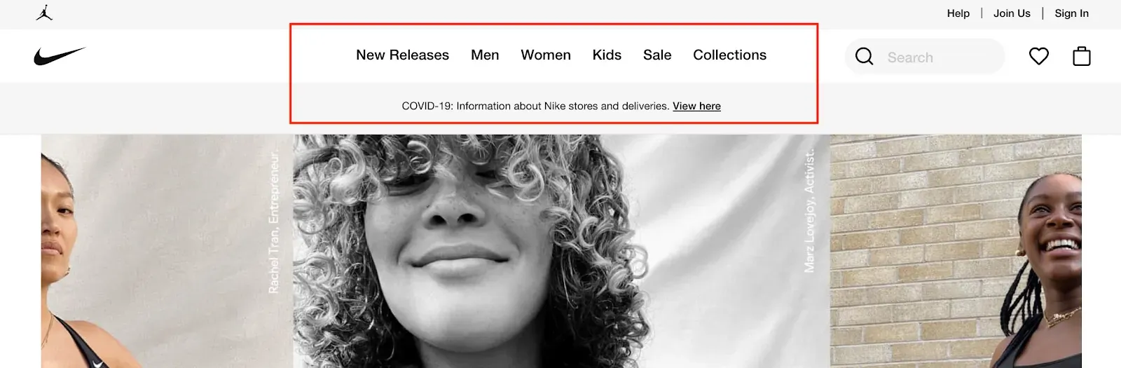 product taxonomy example Nike AE