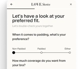 Love Stories uses the Product Finder to help guide customers